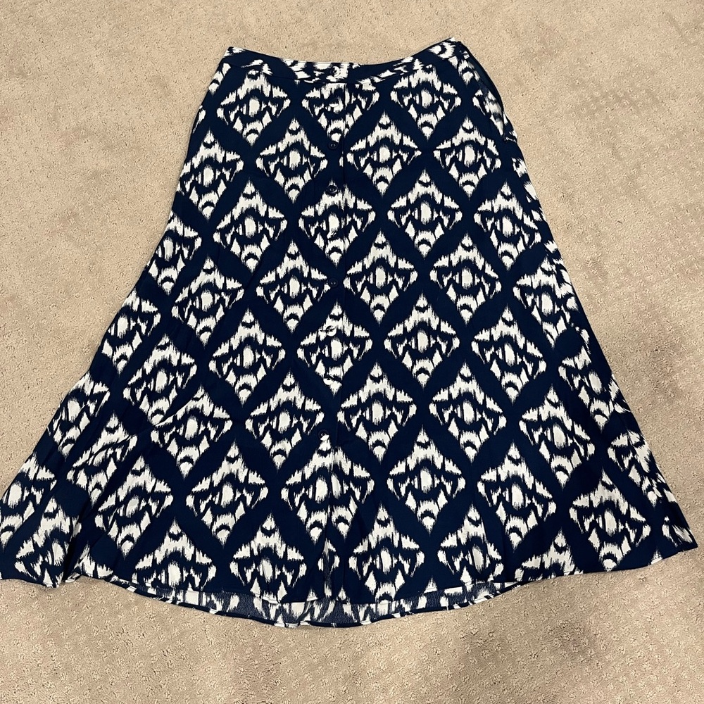 Blue and white Talbots midi skirt